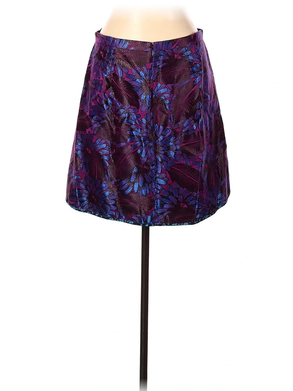 J. Crew Purple Floral Circle Skirt with Blue Accents